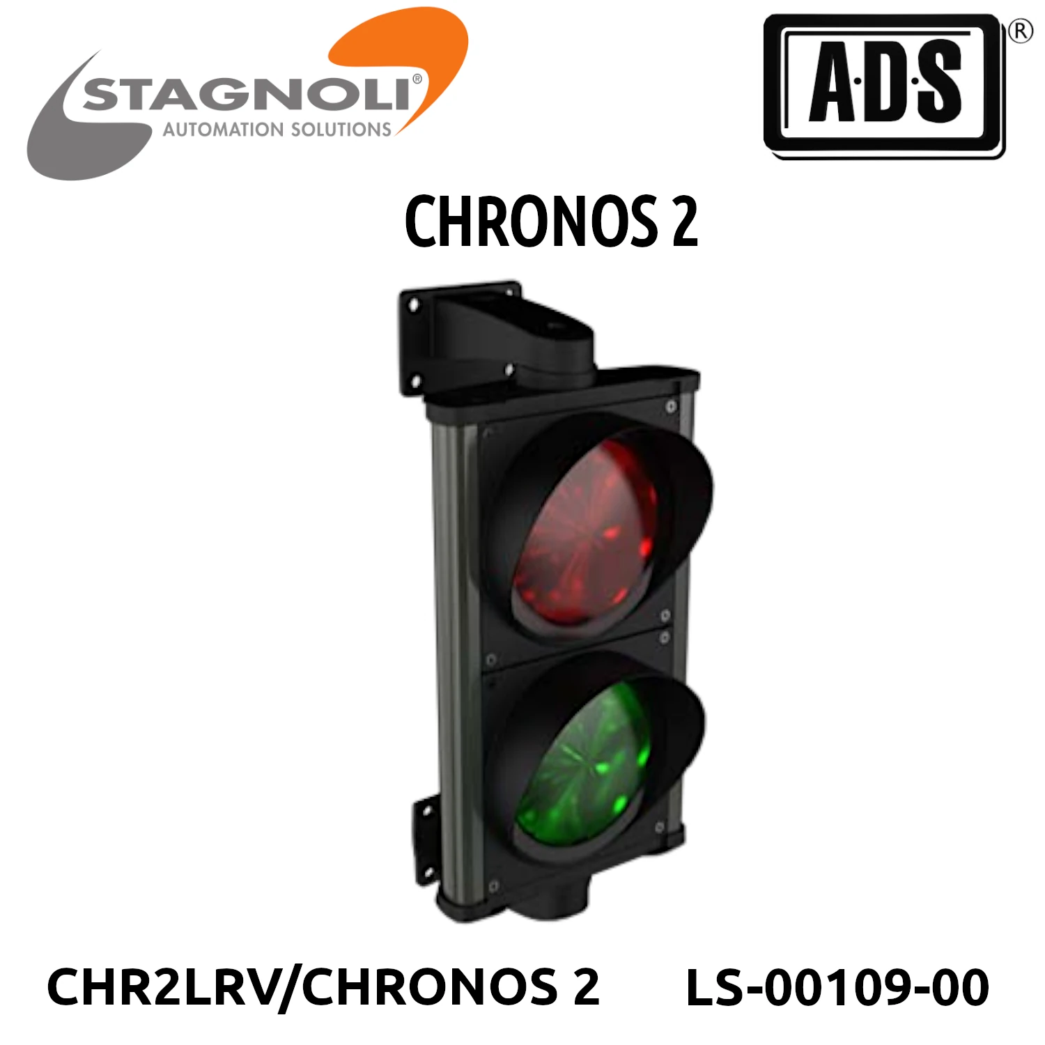 SEMAFORO NEGRO 2 LUCES LED 120Ø R-V IP66 24V MARCA STAGNOLI MOD.CHRONOS 2